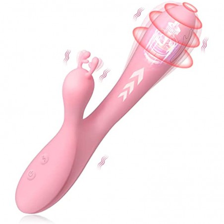 SHARP GUARD 3 in 1 Clitoral Stimulator Tongue Licking / Thrusting Dildo Rabbit Vibrator for Women, Adult Sensory Toys G Spot Sex Toy with Telescopic & 10 Vibration Modes, Quiet, 1.0 Count