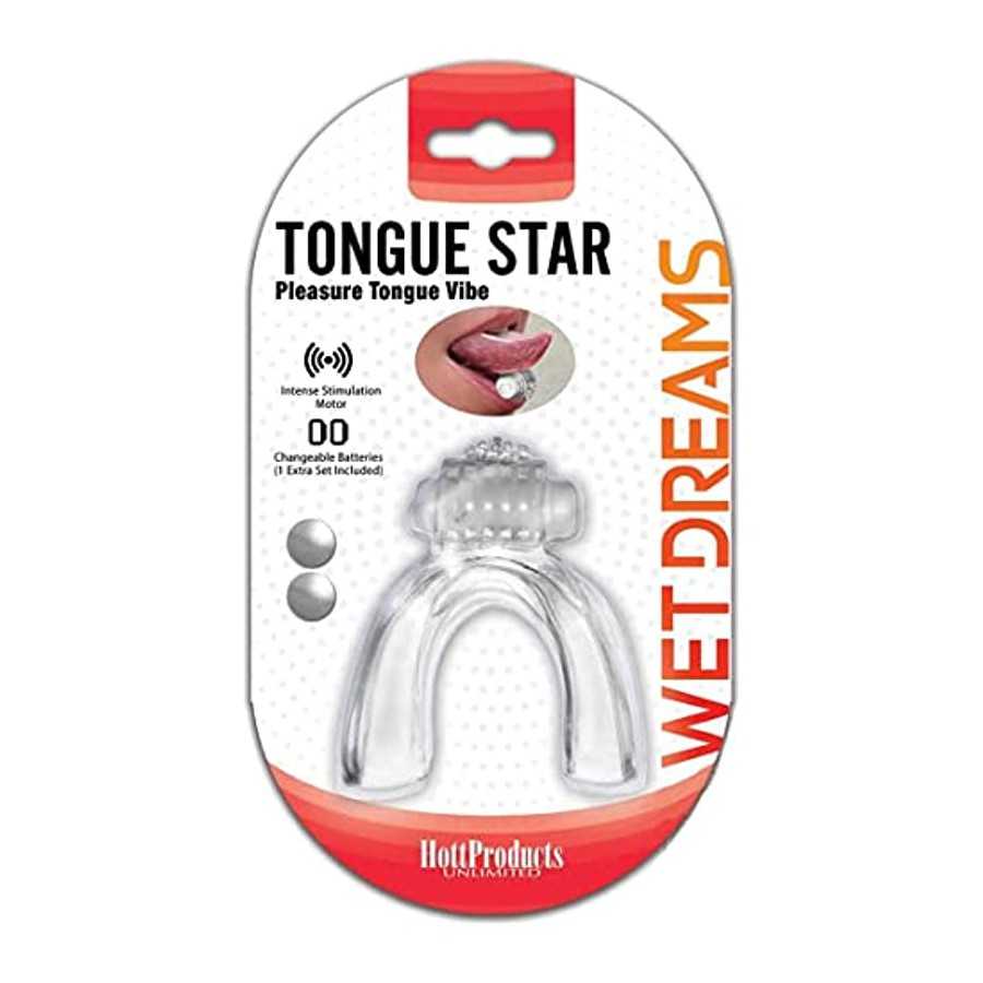 Hott Products Unlimited - Wet Dreams - Tongue Star - Pleasure Tongue Vibe - Oral Stimulator - Clear