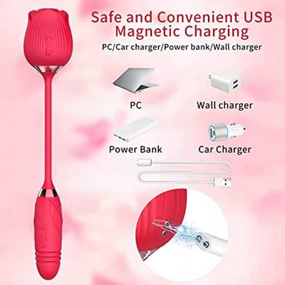 Rose Sex Toy Vibrator for Women - Adult Sex Toys Sex Stimulator for Women Tongue Licking G Spot Vibrator Nipple Suction Female S