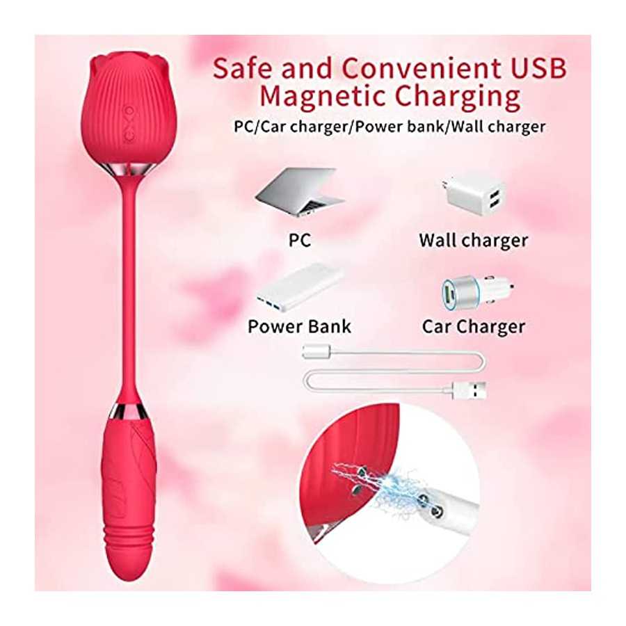 Rose Sex Toy Vibrator for Women - Adult Sex Toys Sex Stimulator for Women Tongue Licking G Spot Vibrator Nipple Suction Female S