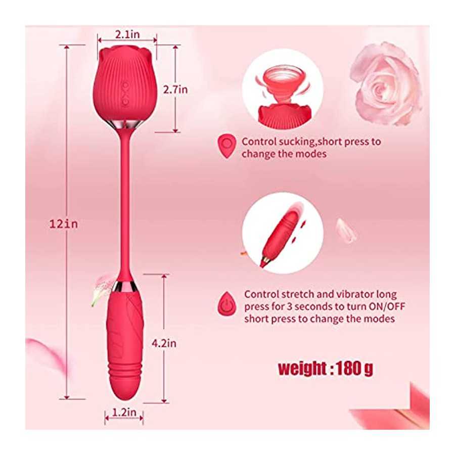 Rose Sex Toy Vibrator for Women - Adult Sex Toys Sex Stimulator for Women Tongue Licking G Spot Vibrator Nipple Suction Female S