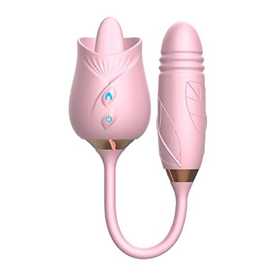 Rose Sex Toy for Women - Woman Pleasure Tongue Licking Mini Clitoral Vibrator Stimulator with 10 Vibrating Pleasure for Clitoris