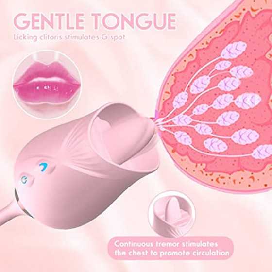 Rose Sex Toy for Women - Woman Pleasure Tongue Licking Mini Clitoral Vibrator Stimulator with 10 Vibrating Pleasure for Clitoris