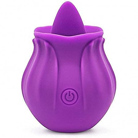 Female Couple with Tongue Rose Rechargeable Adult Toy-Pink 2 in 1 Rose Vibration Sucker Powerful Tongue Suction 10 Modes Nipple Suction Cup G Suction