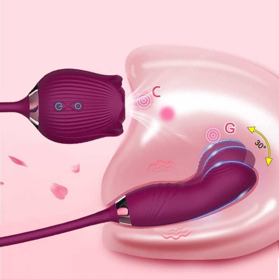 AJEYPMZ Female Massager Powerful Rose Vibrator Adult Sex Toy Female Clitoris Nipple Clit Sucker G Spot Vacuum Stimulator Dildo f