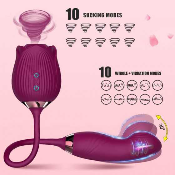 AJEYPMZ Female Massager Powerful Rose Vibrator Adult Sex Toy Female Clitoris Nipple Clit Sucker G Spot Vacuum Stimulator Dildo f