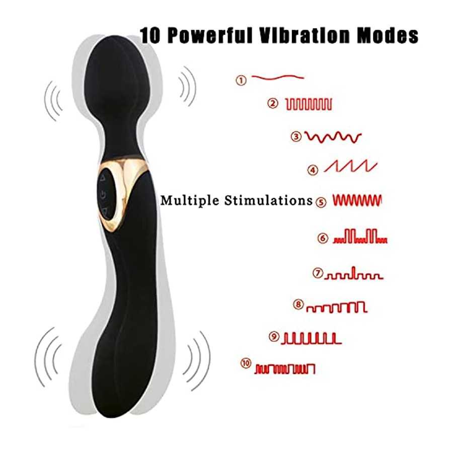 LESEOX G-Spot Clitoral Vibrator for Women, Double Heads Dildo Stimulator for Clitoris Vagina Nipples Anal Orgasm, Dual Motors wi
