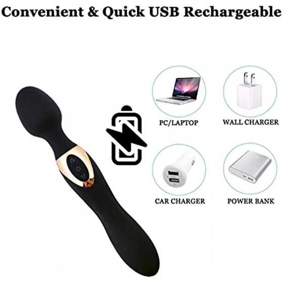 LESEOX G-Spot Clitoral Vibrator for Women, Double Heads Dildo Stimulator for Clitoris Vagina Nipples Anal Orgasm, Dual Motors wi
