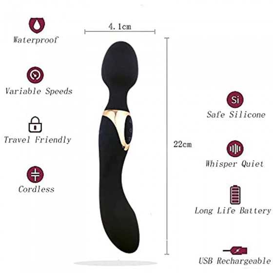 LESEOX G-Spot Clitoral Vibrator for Women, Double Heads Dildo Stimulator for Clitoris Vagina Nipples Anal Orgasm, Dual Motors wi