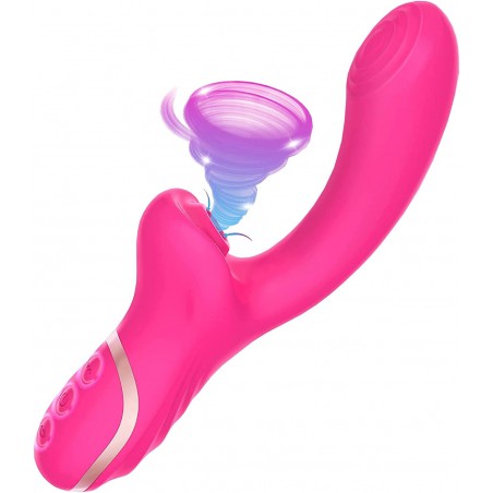 Powerful Dildo Vibrator for Women Clit Sucker Oral Clitoris Vacuum Stimulator Female Masturbation Sex Toys Goods for Adults（Rose Red）