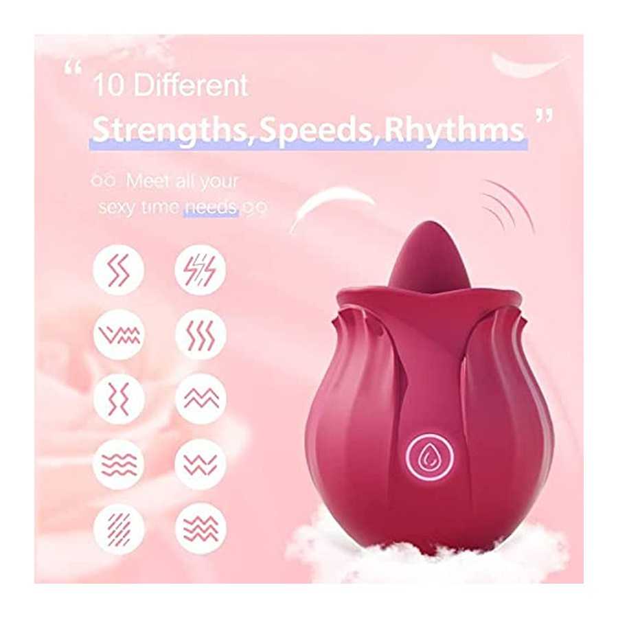 Rose Sex Toy for Women -Rose Sex Toy with Tongue Licking Vibrator for Women G spot Nipple Stimulation, Rechargeable Vibrating Ma