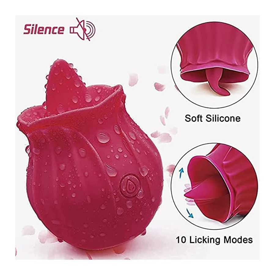 Rose Sex Toy for Women -Rose Sex Toy with Tongue Licking Vibrator for Women G spot Nipple Stimulation, Rechargeable Vibrating Ma