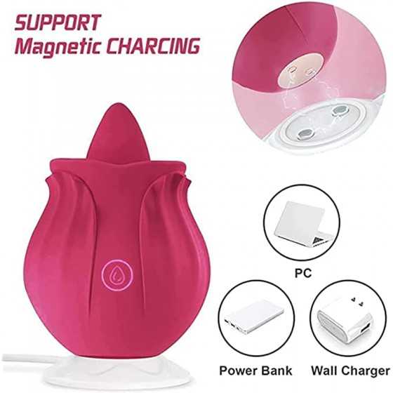 Rose Sex Toy for Women -Rose Sex Toy with Tongue Licking Vibrator for Women G spot Nipple Stimulation, Rechargeable Vibrating Ma