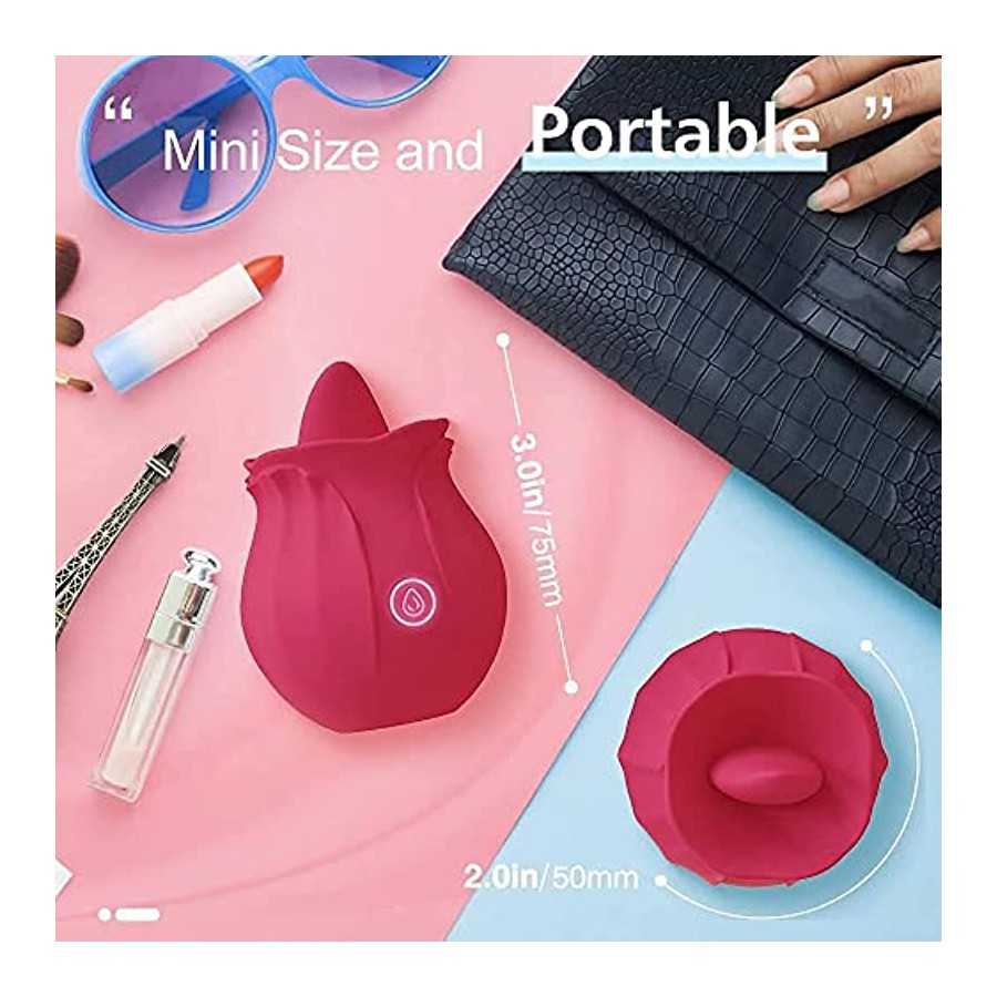 Rose Sex Toy for Women -Rose Sex Toy with Tongue Licking Vibrator for Women G spot Nipple Stimulation, Rechargeable Vibrating Ma