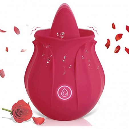 Rose for Women Mini Tongue Licker Sex Toys - with 10 Vibration Modes Waterproof Rechargeable - Clitoral Tongue Vibrator Licking Toy for Solo or Couple - Red Color