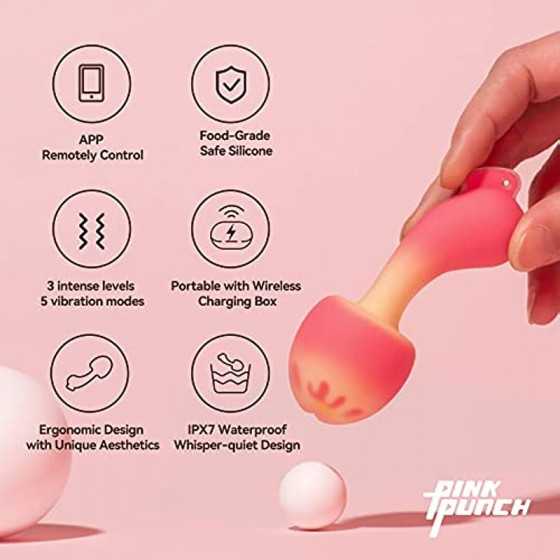 PinkPunch Sunset Mushroom Vibrator, APP Remote Control Bluetooth Stimulator Adult Sex Toys for Women and Couples, Portable with 