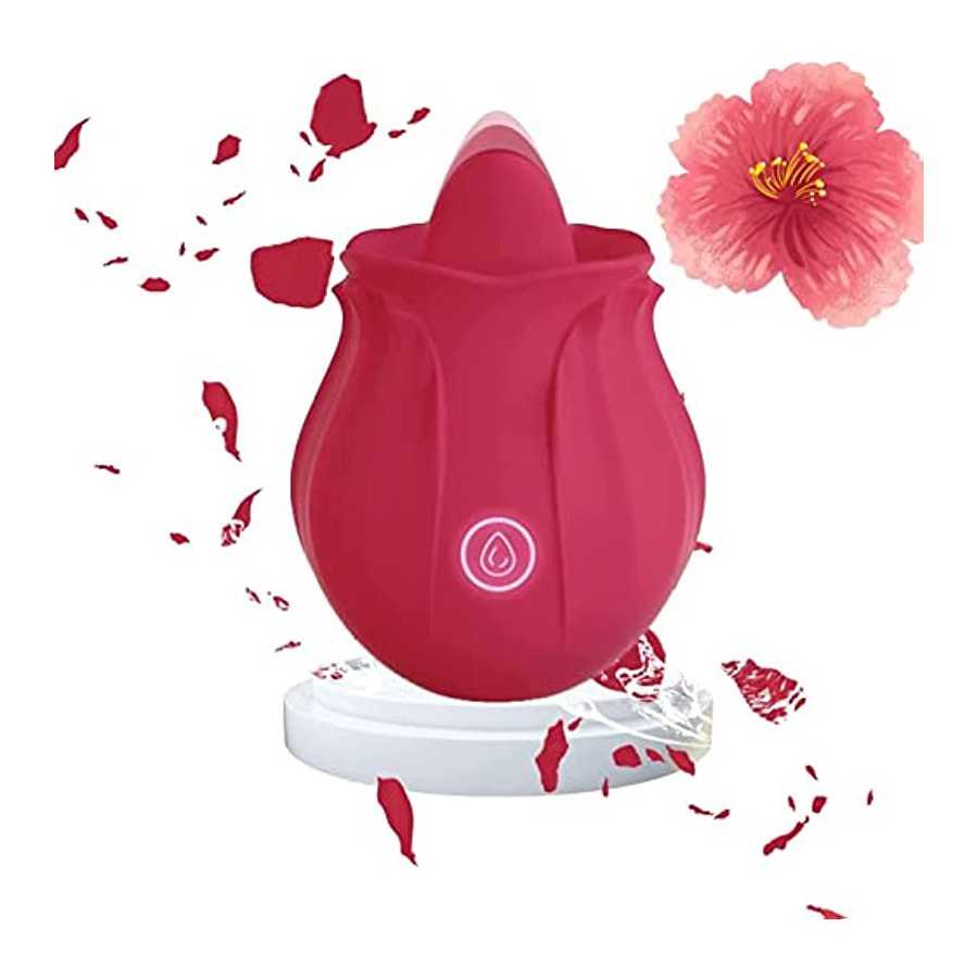Rose Sex Toy for Women - Woman Pleasure Tongue Licking Mini Clitoral Vibrator Stimulator with 10 Vibrating Pleasure for Clitoris