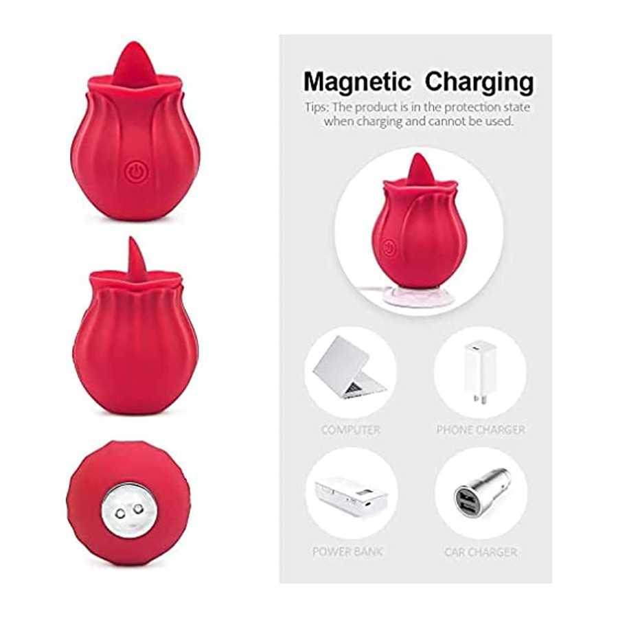 Rose Sex Toy for Women - Woman Pleasure Tongue Licking Mini Clitoral Vibrator Stimulator with 10 Vibrating Pleasure for Clitoris