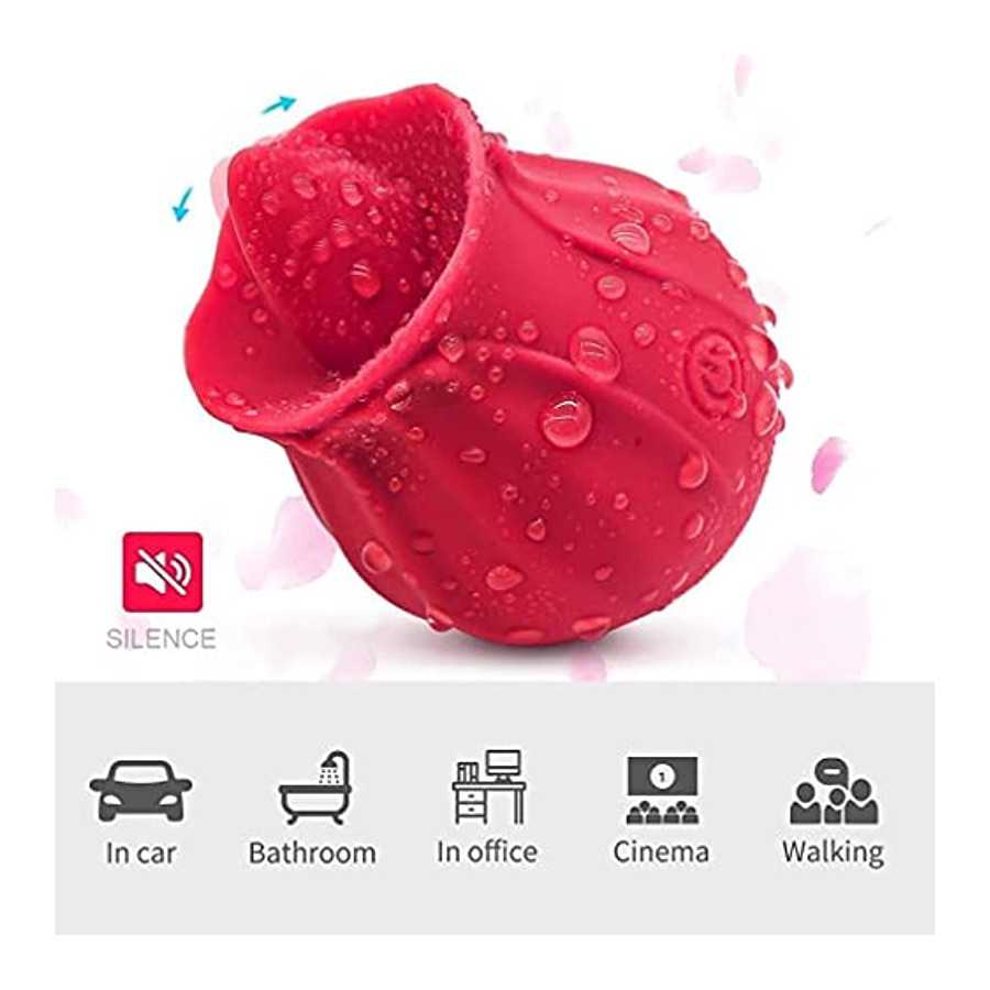 Rose Sex Toy for Women - Woman Pleasure Tongue Licking Mini Clitoral Vibrator Stimulator with 10 Vibrating Pleasure for Clitoris