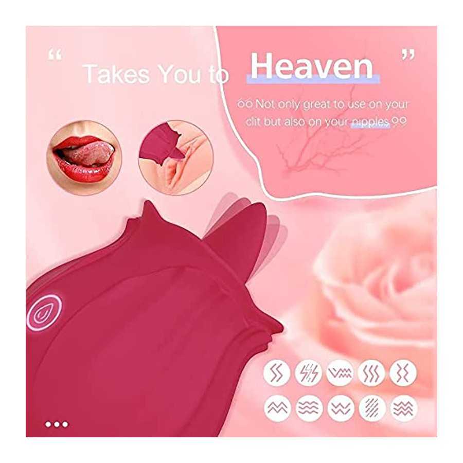 Rose Sex Toy for Women - Woman Pleasure Tongue Licking Mini Clitoral Vibrator Stimulator with 10 Vibrating Pleasure for Clitoris