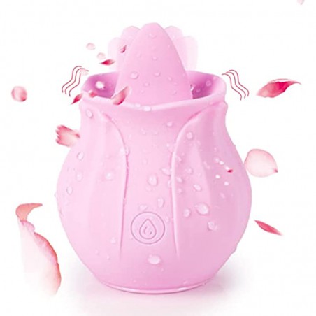Rose Toy for Woman - Tongue Licking Mini Rose Clit Vibrator Stimulator with 10 Vibrating Pleasure for Clit & Nipple Stimulation,Personal Vibrator Adult Sensory Toys Women