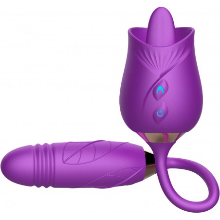 Rose Sex Toy for Women -Rose Sex Toy with Tongue Licking Vibrator for Women G spot Nipple Stimulation, Rechargeable Vibrating Machine Clitoral Vibrator Sex Toys for Women (red)