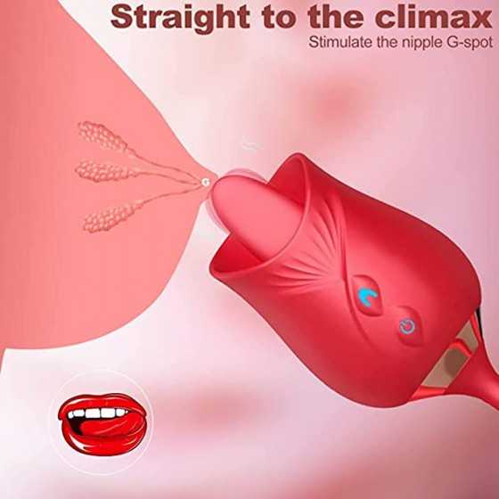 Rose Sex Toy for Women - Woman Pleasure Tongue Licking Mini Clitoral Vibrator Stimulator with 10 Vibrating Pleasure for Clitoris