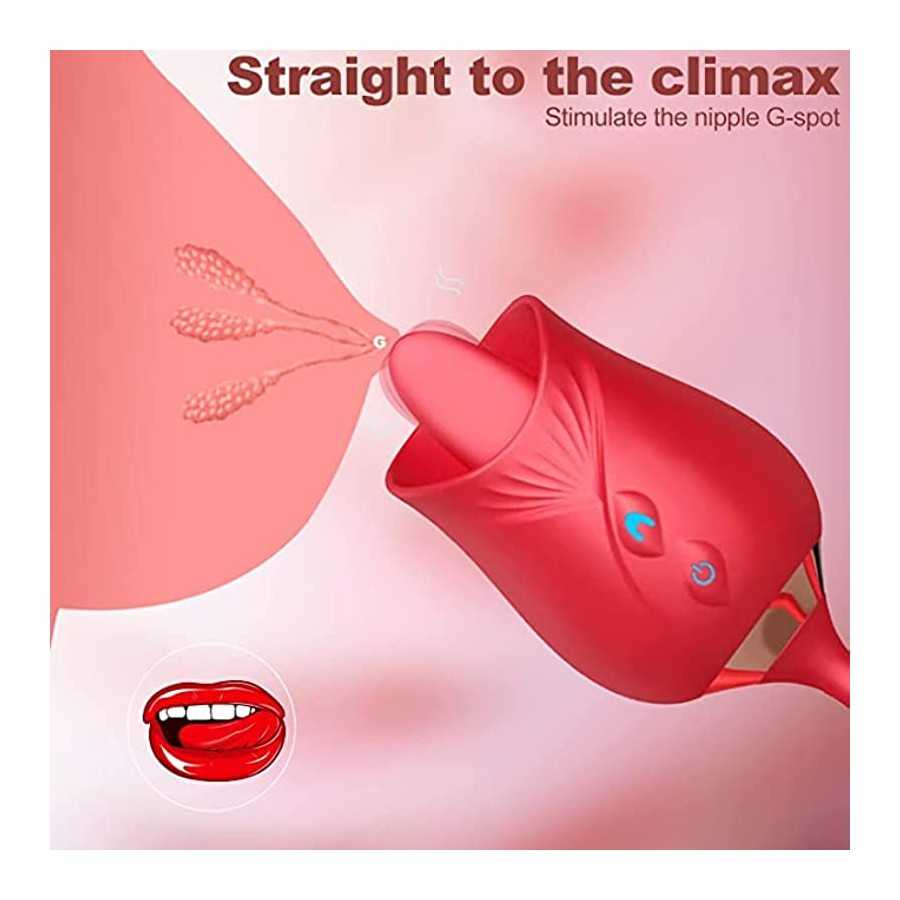 Rose Sex Toy for Women - Woman Pleasure Tongue Licking Mini Clitoral Vibrator Stimulator with 10 Vibrating Pleasure for Clitoris