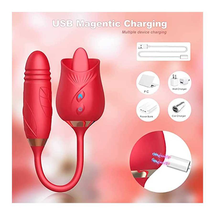 Rose Sex Toy for Women - Woman Pleasure Tongue Licking Mini Clitoral Vibrator Stimulator with 10 Vibrating Pleasure for Clitoris