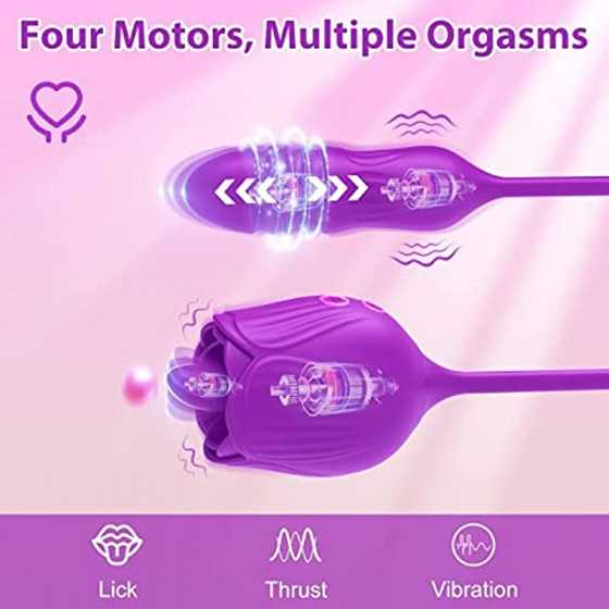 Sex Rose Toy for Women Sexual Rose Flowers Rechargeable Adult Toy for Women Couples-red,Powerful Tongue Suck (Purple-Flower), 1.