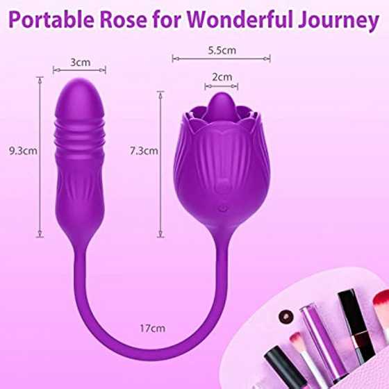 Sex Rose Toy for Women Sexual Rose Flowers Rechargeable Adult Toy for Women Couples-red,Powerful Tongue Suck (Purple-Flower), 1.