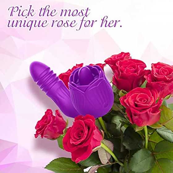 Sex Rose Toy for Women Sexual Rose Flowers Rechargeable Adult Toy for Women Couples-red,Powerful Tongue Suck (Purple-Flower), 1.