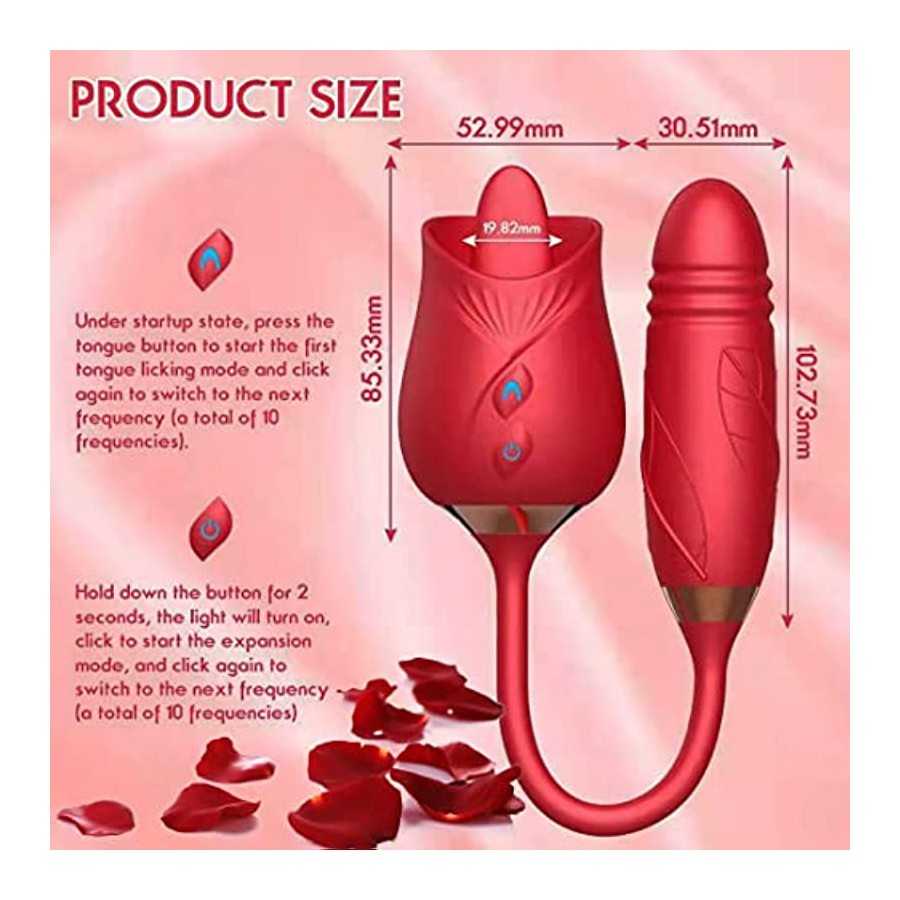 LO2023-New Flower Shaped USB Charging Rose Toy 10 Modes for Women Sex Stimulator for Adult Women Licking, Lingerie- Red,-Y3CV
