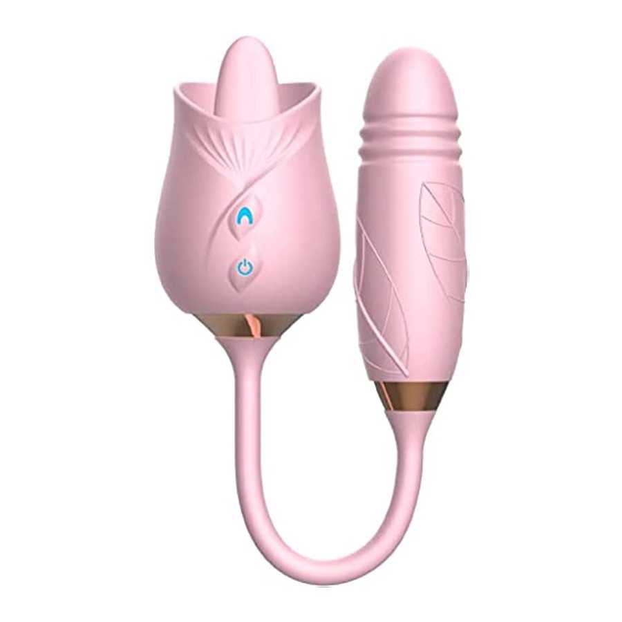 Rose Sex Toy for Women -Rose Sex Toy with Tongue Licking Vibrator for Women G spot Nipple Stimulation, Rechargeable Vibrating Ma