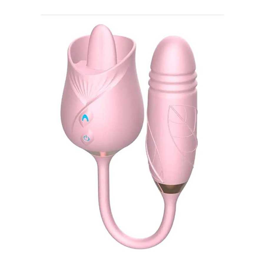 Rose Sex Toy for Women -Rose Sex Toy with Tongue Licking Vibrator for Women G spot Nipple Stimulation, Rechargeable Vibrating Ma
