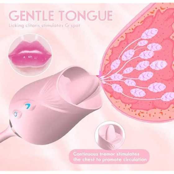 Rose Sex Toy for Women -Rose Sex Toy with Tongue Licking Vibrator for Women G spot Nipple Stimulation, Rechargeable Vibrating Ma