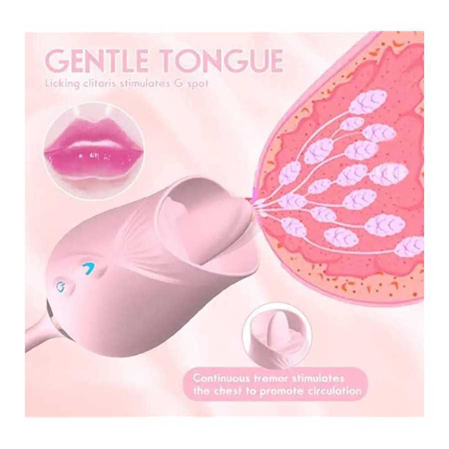 Rose Sex Toy for Women -Rose Sex Toy with Tongue Licking Vibrator for Women G spot Nipple Stimulation, Rechargeable Vibrating Ma