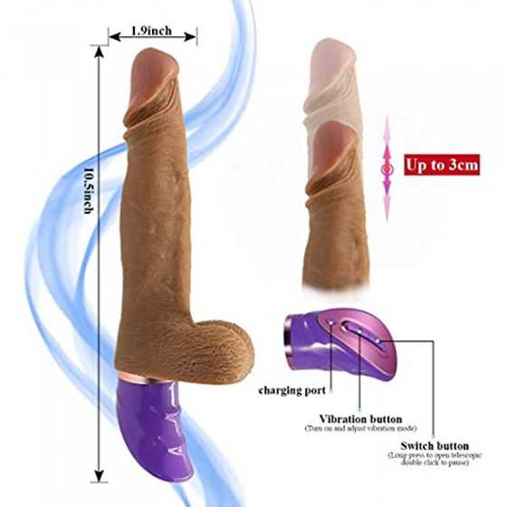 Realistic Dildo Vibrator for Women Vibrating Thrusting Dildos G spot Vibrators Telescopic 6.6inch Penis Cock USB Rechargeable Wi