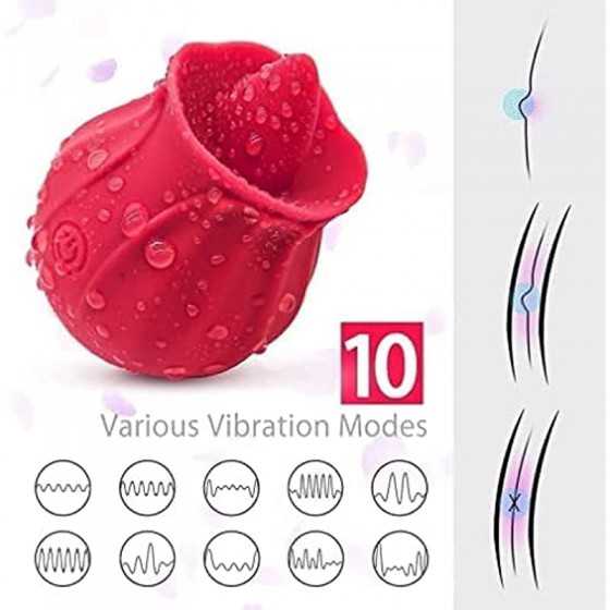 Clit Tongue Vibrator Sucking and Licking Toy, 10 Modes Powerful, Nipples Clitoris G-spot Stimulator for Women, Mini Tongue Sucki