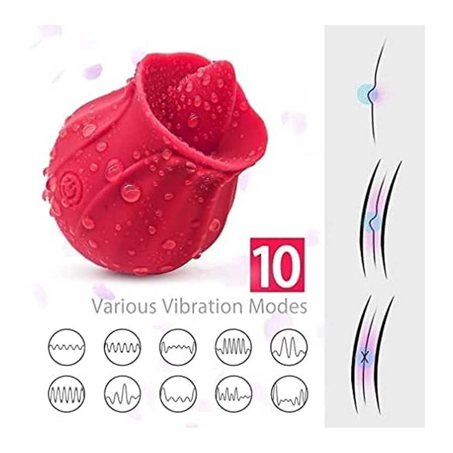 Clit Tongue Vibrator Sucking and Licking Toy, 10 Modes Powerful, Nipples Clitoris G-spot Stimulator for Women, Mini Tongue Sucki