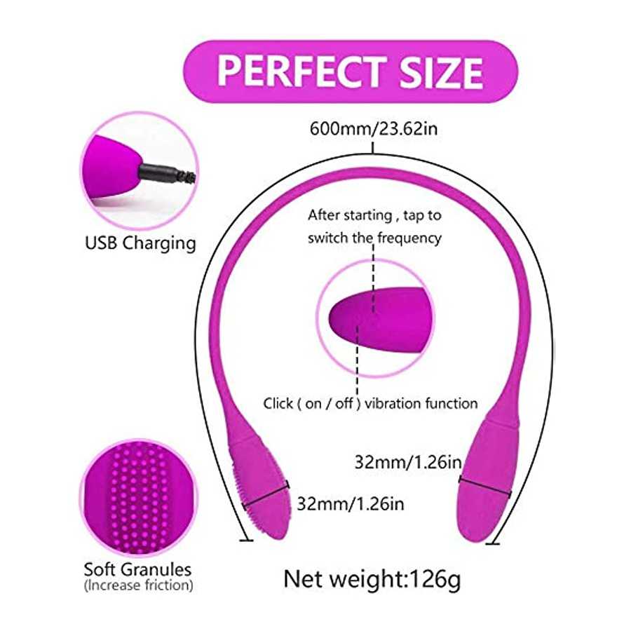 2 in 1 G-spot Vaginal Vibrator Anal Sex Anal Dildo Vibrator Adult Sex Toy with 7 Vibration Modes for Women Silicone Dual Headed 