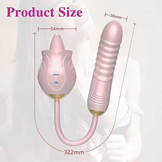 Rose SexToy 3 in 1 Vibrator Massage for Womens, G-Point Tongue Licking Stimulator with 10 Vibrating Pleasure 10 Tongue Licking f