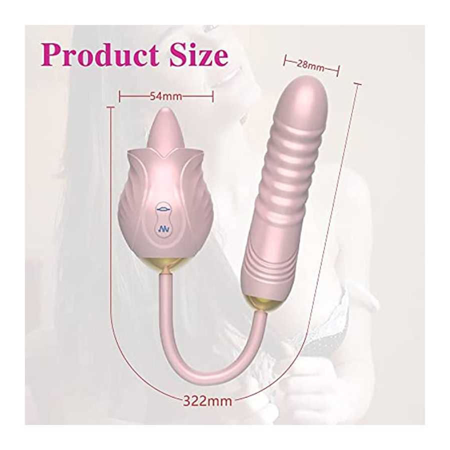 Rose SexToy 3 in 1 Vibrator Massage for Womens, G-Point Tongue Licking Stimulator with 10 Vibrating Pleasure 10 Tongue Licking f