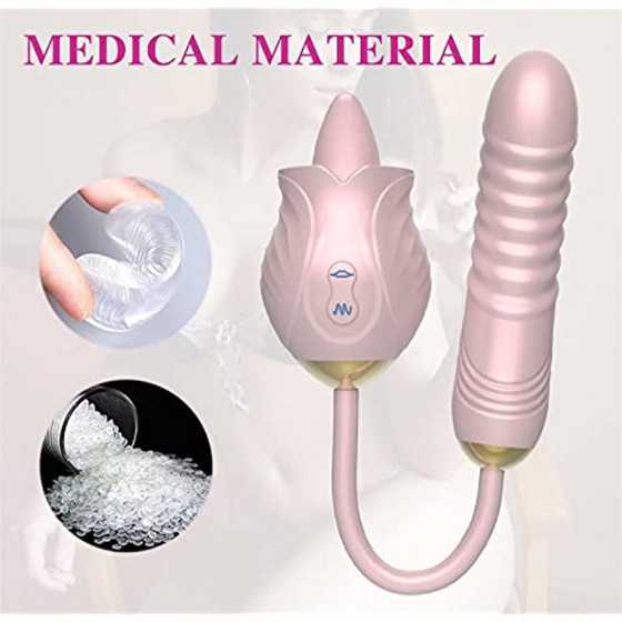 Rose SexToy 3 in 1 Vibrator Massage for Womens, G-Point Tongue Licking Stimulator with 10 Vibrating Pleasure 10 Tongue Licking f