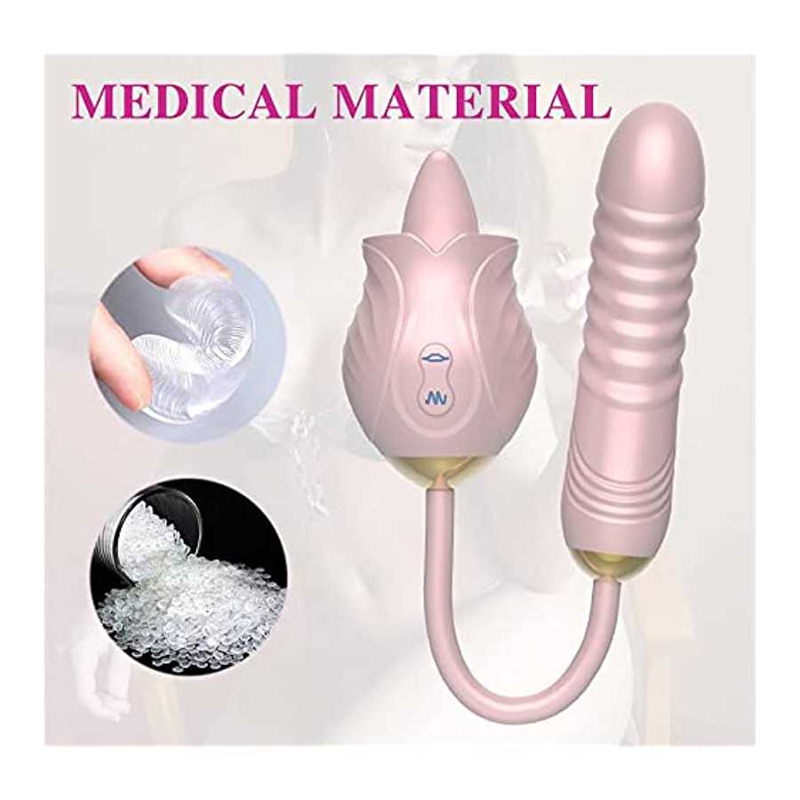 Rose SexToy 3 in 1 Vibrator Massage for Womens, G-Point Tongue Licking Stimulator with 10 Vibrating Pleasure 10 Tongue Licking f
