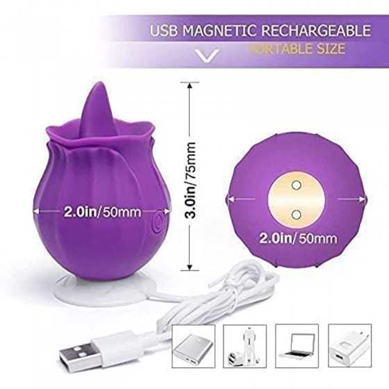 Rose Sex Toy for Women - Woman Pleasure Tongue Licking Mini Clitoral Vibrator Stimulator with 10 Vibrating Pleasure for Clitoris