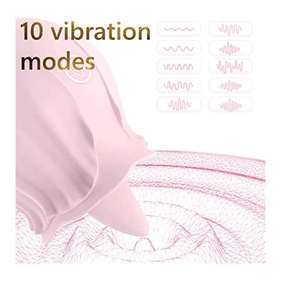 Rose Sex Toy for Women - Woman Pleasure Tongue Licking Mini Clitoral Vibrator Stimulator with 10 Vibrating Pleasure for Clitoris