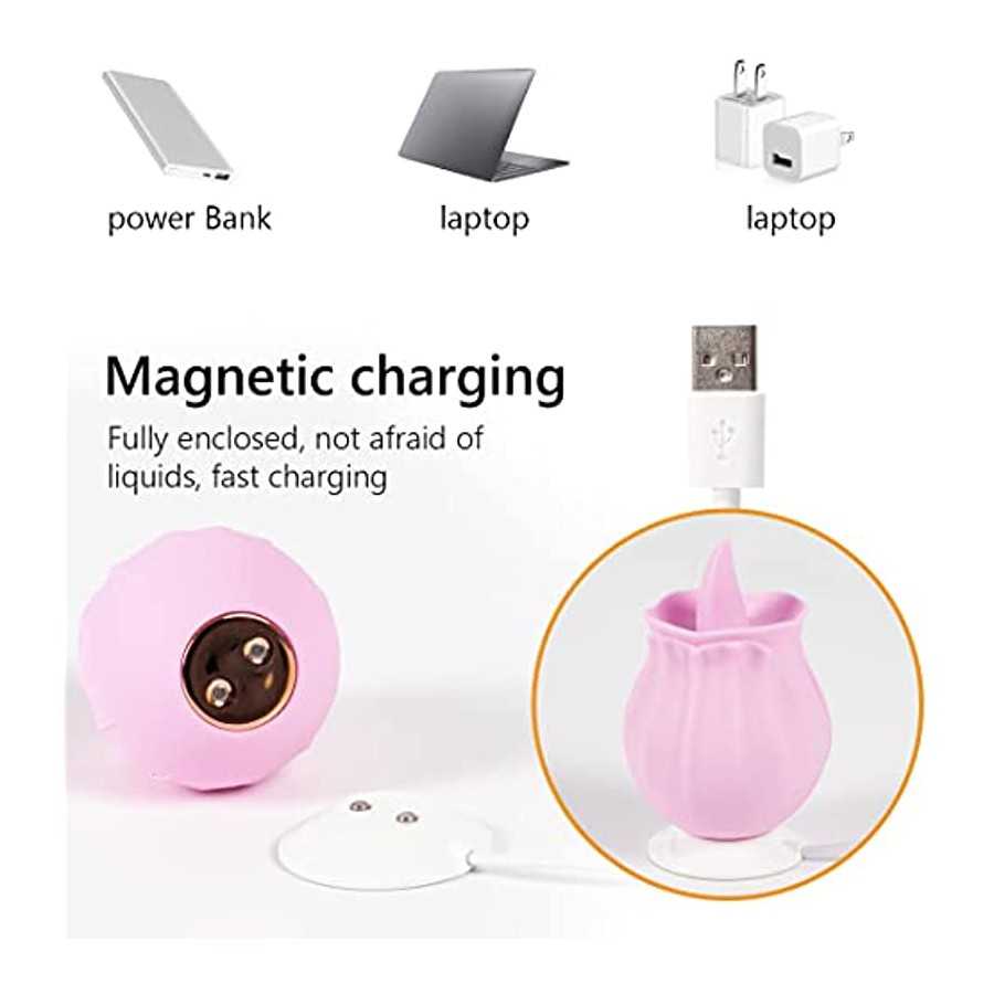 Rose Sex Toy for Women - Woman Pleasure Tongue Licking Mini Clitoral Vibrator Stimulator with 10 Vibrating Pleasure for Clitoris
