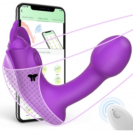 Dual-Action G Spot Vibrator - Boefous Bonnie, Clitoralis Stimulator with Flapping & Vibrating Motion, Remote Control, Butterfly Wearable Vibrator, Adult Sex Toys for Women Pleasure, Rose Red