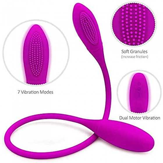 Dual Headed Dildo Vibrator, Silicone Realistic Dual Headed Vibrator Dildo for G-spot Clitoris Nipples Prostate Vaginal Stimulati